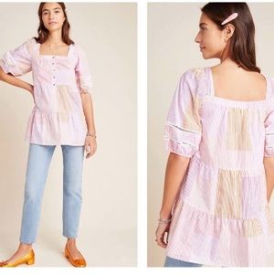 Maeve by Anthropologie Pink Striped Top 1X